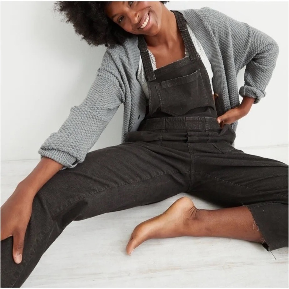 aerie gray corduroy overalls
